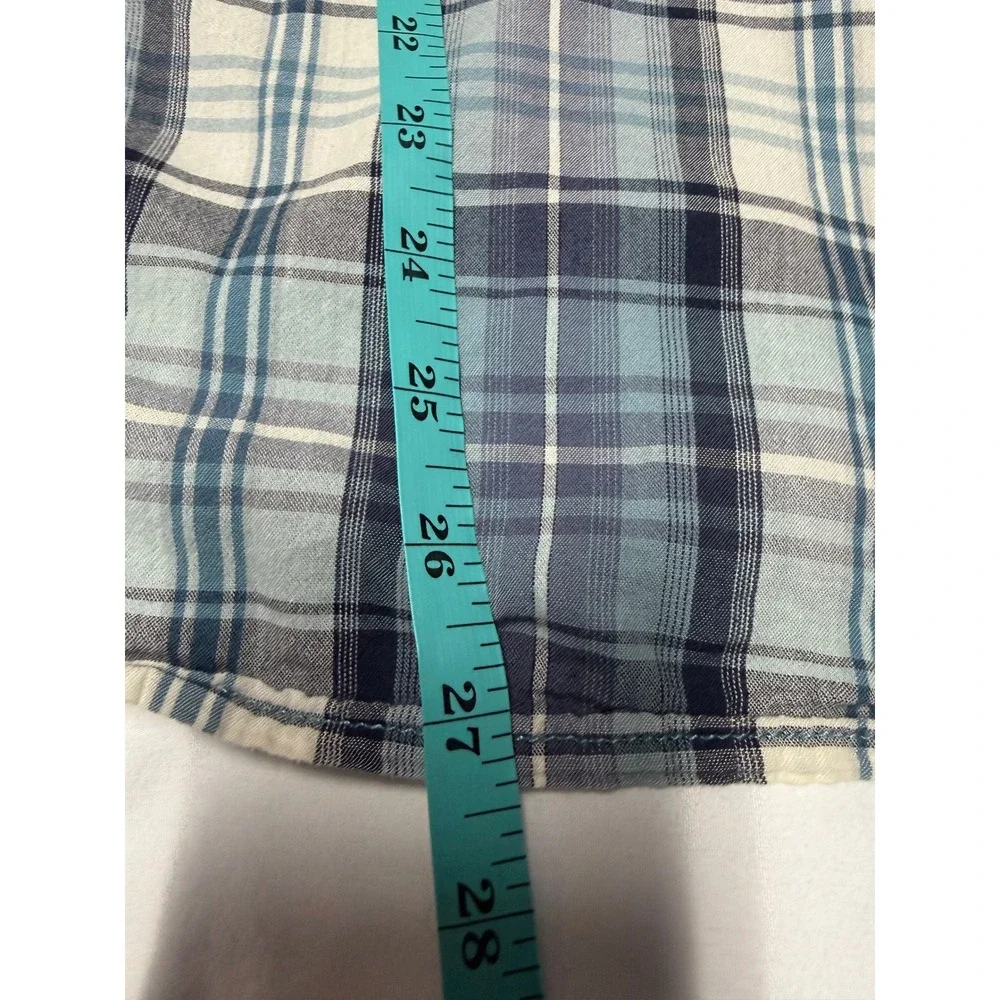 The North Face Men's Short Sleeve Button Up Shirt Large Blue Plaid Cotton Modal